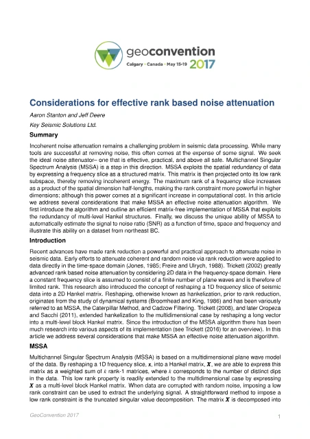 Considerations for Effective Rank Based Noise Attenuation PDF