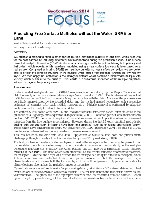 Predicting Free Surface Multiples Without the Water: SRME on Land PDF