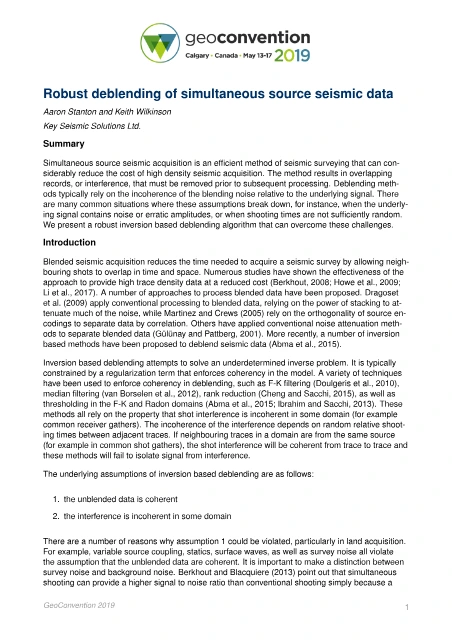 Robust Deblending of Simultaneous Source Seismic Data PDF